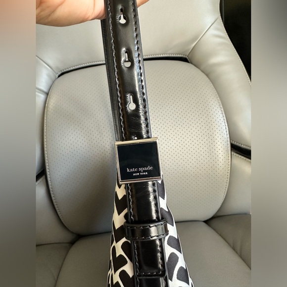 Kate Spade Sam Icon Modernist Hearts Jacquard Shoulder Bag, Cream Black, NWT - Picture 5 of 15